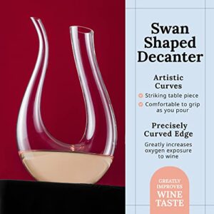 Wine Decanter – Hand-Blown Crystal Wine Carafe – Elegant Modern Pouring Vessel for Hosting Parties – Wine Aerator for Better Wine Experience (50 oz)