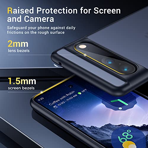 Humixx Shockproof Designed for Google Pixel 7 Case [Military Grade Drop Tested] [Ultimate Silky Touch] Translucent Hard Back Protective Slim Thin Matte Black Phone Cases for Pixel 7 5G 6.1”