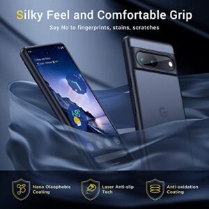 Humixx Shockproof Designed for Google Pixel 7 Case [Military Grade Drop Tested] [Ultimate Silky Touch] Translucent Hard Back Protective Slim Thin Matte Black Phone Cases for Pixel 7 5G 6.1”