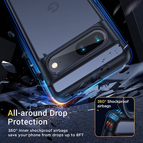 Humixx Shockproof Designed for Google Pixel 7 Case [Military Grade Drop Tested] [Ultimate Silky Touch] Translucent Hard Back Protective Slim Thin Matte Black Phone Cases for Pixel 7 5G 6.1”