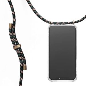 knok case lanyard crossbody phone compatible with iphone 14 pro max tpu case with strap mobile neck holder (camo green)
