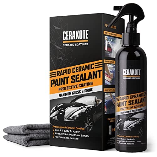 CERAKOTE® Rapid Ceramic Paint Sealant – Maximum Gloss & Shine – Extremely Hydrophobic – Unmatched Slickness- Repels Road Grime – Long Lasting - Quick & Easy Application - Pro Results