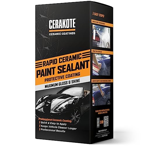 CERAKOTE® Rapid Ceramic Paint Sealant – Maximum Gloss & Shine – Extremely Hydrophobic – Unmatched Slickness- Repels Road Grime – Long Lasting - Quick & Easy Application - Pro Results