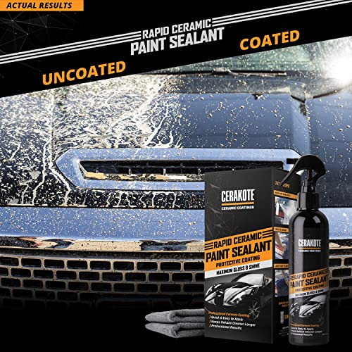 CERAKOTE® Rapid Ceramic Paint Sealant – Maximum Gloss & Shine – Extremely Hydrophobic – Unmatched Slickness- Repels Road Grime – Long Lasting - Quick & Easy Application - Pro Results