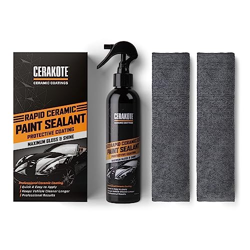 CERAKOTE® Rapid Ceramic Paint Sealant – Maximum Gloss & Shine – Extremely Hydrophobic – Unmatched Slickness- Repels Road Grime – Long Lasting - Quick & Easy Application - Pro Results