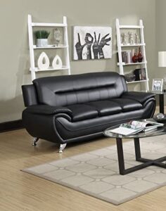 us pride furniture michael collection modern style faux leather couch, versatile 3 seater accent piece for living room, bedroom or office, comfortable design and elegant look, 79" sofa, midnight