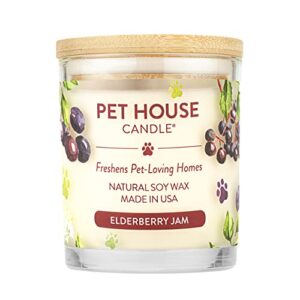 one fur all, pet house candle - 100% plant-based wax candle - pet odor eliminator for home - non-toxic and eco-friendly air freshening scented candles - (pack of 1, elderberry jam)