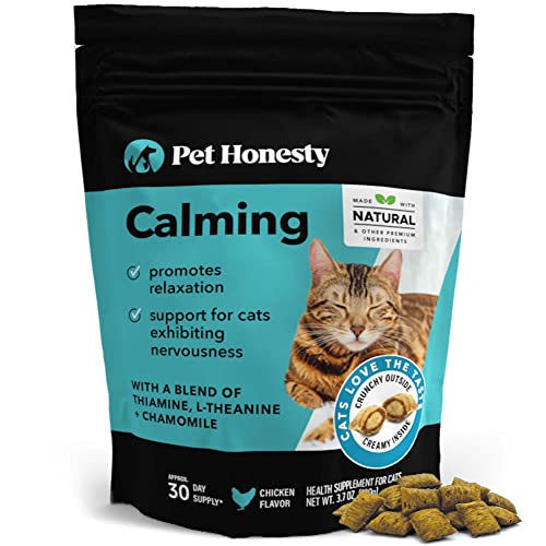 PetHonesty Calming Chews for Cats - Helps Reduce Stress and Cat Anxiety Relief - Behavioral Support & Promotes Relaxation for Travel, Boarding, Vet Visits, Separation Anxiety -Chicken (30-Day Supply)