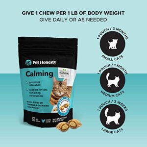 PetHonesty Calming Chews for Cats - Helps Reduce Stress and Cat Anxiety Relief - Behavioral Support & Promotes Relaxation for Travel, Boarding, Vet Visits, Separation Anxiety -Chicken (30-Day Supply)