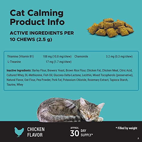 PetHonesty Calming Chews for Cats - Helps Reduce Stress and Cat Anxiety Relief - Behavioral Support & Promotes Relaxation for Travel, Boarding, Vet Visits, Separation Anxiety -Chicken (30-Day Supply)