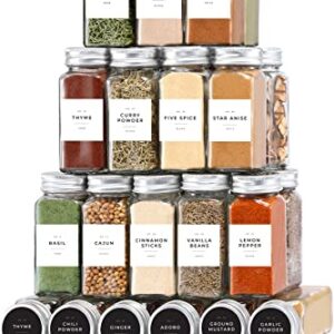 FINESSY Spice Jars With Label Spice Organizer for Cabinet, 24 pcs Seasoning Organizer Seasoning Jars Spice Containers, Empty 4 oz Glass Spice Jars Labels Minimalist, Spice Set Spice Bottles