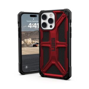 urban armor gear uag designed for iphone 14 pro max case red crimson 6.7" monarch rugged premium protective cover lightweight slim shockproof dropproof compatible with wireless charging
