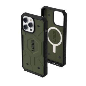 urban armor gear uag designed for iphone 14 pro max case green olive 6.7" pathfinder build-in magnet compatible with magsafe charging slim lightweight shockproof rugged protective cover