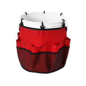 household essentials bucket caddy with trim, red and black