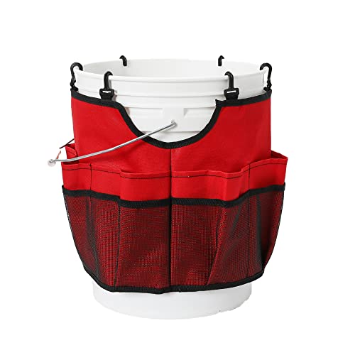 Household Essentials Bucket Caddy with Trim, Red and Black