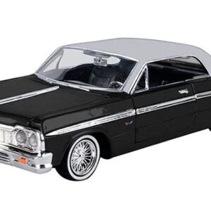 Toy Cars 1964 Chevy Impala Lowrider Hard Top Black with Silver Top Get Low Series 1/24 Diecast Model Car by Motormax 79021
