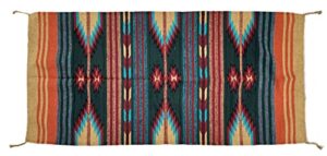 onyx arrow southwest area rug, pueblo pattern, green/mustard, 32 x 64 inches