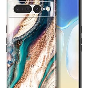 GVIEWIN Google Pixel 7 Pro 6.7" Case, Stylish Marble Pattern TPU Slim Shockproof Protective Cover - Drift Sand/Brown