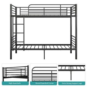 LAGRIMA Bunk Beds Frame Twin Over Twin, Heavy Duty Twin Size Metal Bunk Bed Frame with Guardrail & Ladders , Space-Saving, Noise Free, No Box Spring Needed (Black) bunkbed2685