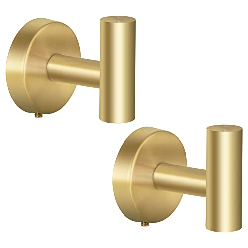 Augegel Towel Hooks,Robe Hooks,2 Heavy Duty Door Hanger Towel Robe Clothes Cabinet Closet Sponges Hook for Bathroom Kitchen Garage Gotel (2 Pack, Golden)