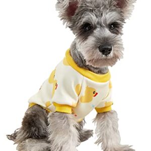 QWINEE Dog Shirt Cute Dogs T Shirt Sweatshirt Apparel Dog Clothes for Cat Kitty Puppy Small Dogs Yellow M