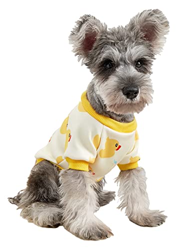 QWINEE Dog Shirt Cute Dogs T Shirt Sweatshirt Apparel Dog Clothes for Cat Kitty Puppy Small Dogs Yellow M