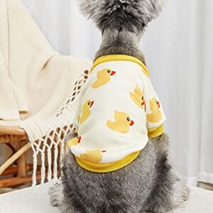 QWINEE Dog Shirt Cute Dogs T Shirt Sweatshirt Apparel Dog Clothes for Cat Kitty Puppy Small Dogs Yellow M