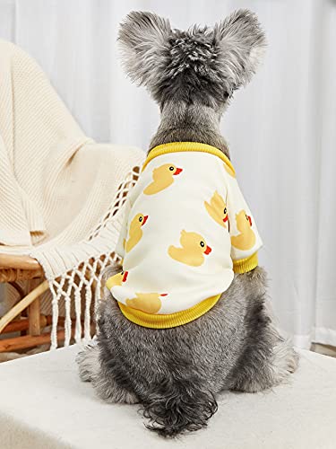 QWINEE Dog Shirt Cute Dogs T Shirt Sweatshirt Apparel Dog Clothes for Cat Kitty Puppy Small Dogs Yellow M