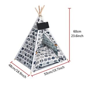 Necygoo Pet Teepee Tent with Cushion Blackboard 24" for Small Dog Cat Pet Tent Bed Puppy House