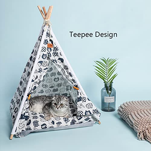 Necygoo Pet Teepee Tent with Cushion Blackboard 24" for Small Dog Cat Pet Tent Bed Puppy House