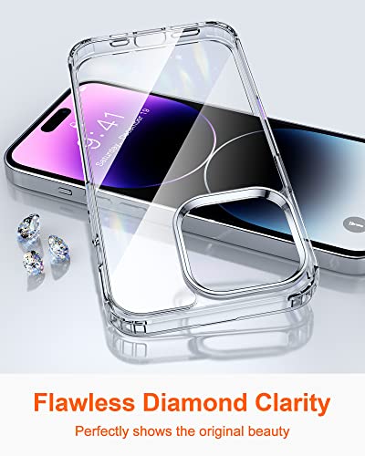 HOOMIL Case for iPhone 14 Pro Max, Anti-Yellowing Hard Back Soft Bumper Shockproof - Crystal Clear