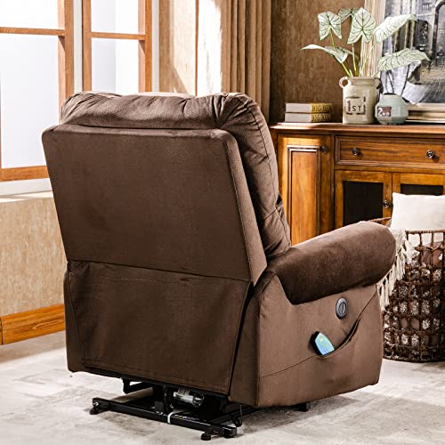 FONTOI Electric Power Lift Recliner Chair with Heated Vibration and Massage, Home Theater Single Sofa Seating w/USB Port and Side Pockets for Living Room, Chocolate