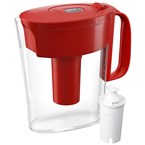 Brita Small 6 Cup Water Filter Pitcher with 1 Brita Standard Filter, Made Without BPA, Metro, Red & Standard Water Filter, Standard Replacement Filters for Pitchers and Dispensers, BPA Free, 3 Count