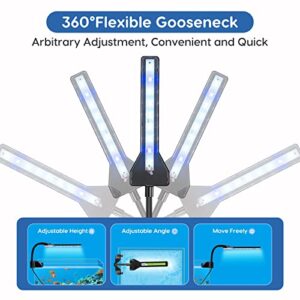 FYD LED Aquarium Light, 2.9W Clip on Aquarium Light Suitable for Uncovered Aquariums Under 15 Inches, Fish Tank Light with White & Blue Lights, Aquarium Plant Light for Reef Coral Aquatic Plants