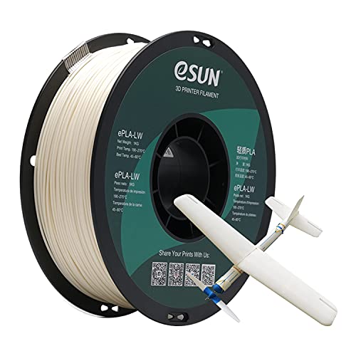 eSUN PLA LW PLA 3D Printer Filament, 1.75mm 1KG Spool Lightweight Strong Paint Adhesion Foaming PLA Filament for 3D Printers 3D Printed Airplane, Natural