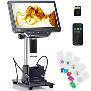 Elikliv EDM201 Max HDMI Digital Microscope with 7" IPS Screen - 1300X Coin Soldering Microscope with 25MP Sensor, Bottom Transmitted Light, View Entire Coin, TV/Windows/Mac Compatible