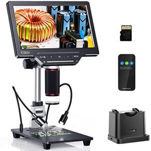 elikliv edm201 max hdmi digital microscope with 7" ips screen - 1300x coin soldering microscope with 25mp sensor, bottom transmitted light, view entire coin, tv/windows/mac compatible