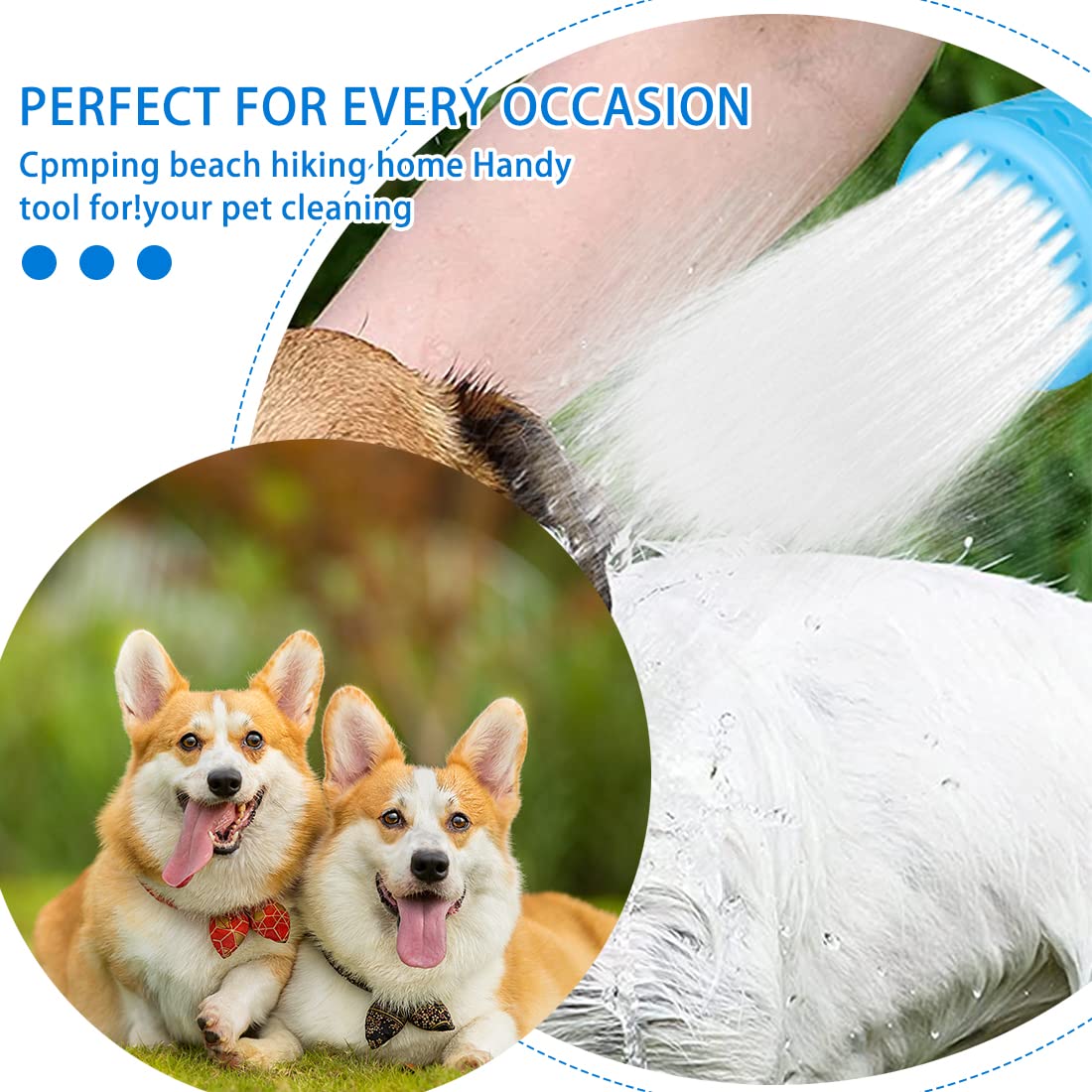 Pet Silicone Bath Shower Sprayer for Dogs Portable Pets Bathing Shower Sprayers Accessory Head Attachment Bath Tool for Outdoor Hiking Camping Dirt Removing 2PCS