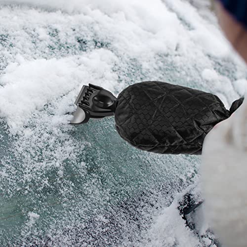 EBOOT 2 Pieces Ice Scraper with Glove for Car Warm Ice Snow Scraper Mitt Waterproof Detachable Windshield Scraper Snow Remover Glove with Comfortable Grip