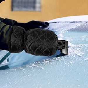 EBOOT 2 Pieces Ice Scraper with Glove for Car Warm Ice Snow Scraper Mitt Waterproof Detachable Windshield Scraper Snow Remover Glove with Comfortable Grip