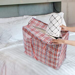 Hiceeden 9 Pack 108L Checkered Moving Storage Bags, Extra Large Travel Plaid Bag Alternative to Moving Boxes, Dorm Laundry Tote Organizer with Strong Zipper and Handle for Clothes, Pillows, Bedding, Red / Blue / Black