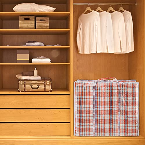 Hiceeden 9 Pack 108L Checkered Moving Storage Bags, Extra Large Travel Plaid Bag Alternative to Moving Boxes, Dorm Laundry Tote Organizer with Strong Zipper and Handle for Clothes, Pillows, Bedding, Red / Blue / Black