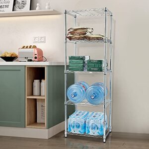 Kcelarec Heavy Duty 5 Tier Wire Shelving Unit 5 Shelves Storage Rack Thicken Steel Tube, NSF Certified, Chrome