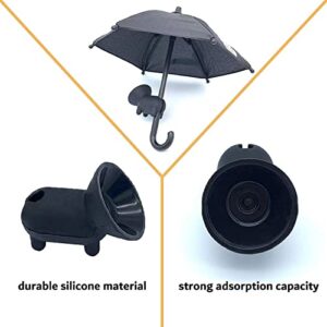 Phone Umbrella Suction Cup Stand,Cute Pig Phone Holder with Sun Umbrella ,Universal Phone Holder with Suction Cup,Mobile Phone Mini Umbrella,Outdoor Mobile Phone Anti-Glare Umbrella (Black)