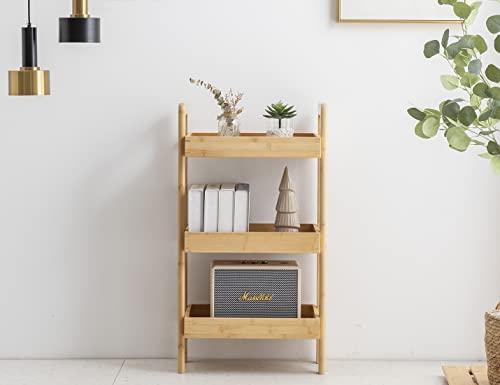 PELYN 3-Tier Storage Shelves, Bamboo Shelving Unit Storage Racks for Livingroom, Bathroom, Kitchen, Office, Garage