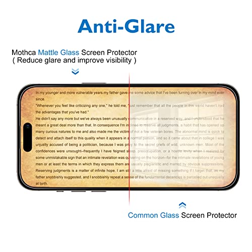 Mothca [2+2 Pack Matte Glass Screen Protector for iPhone 14 Pro with Camera Lens Glass Protector Anti-Glare & Anti-Fingerprint Tempered Glass Clear Film Case Friendly Bubble Free Smooth as Silk