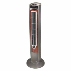 3-1/2" tower fan, oscillating, 3 speeds, 120vac, gray, remote control