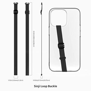 Length-Adjustable Cell Phone Grip Strap, Sinjimoru Silicone Phone Strap Holder for Hand as Mobile Phone Loop for Phone Case Reusable with Clip for iPhone & Samsung. Sinji Loop Buckle Black