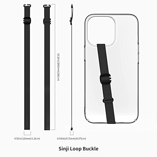 Length-Adjustable Cell Phone Grip Strap, Sinjimoru Silicone Phone Strap Holder for Hand as Mobile Phone Loop for Phone Case Reusable with Clip for iPhone & Samsung. Sinji Loop Buckle Black