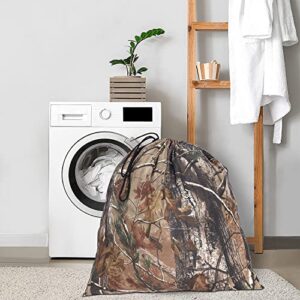 VISI-ONE Realtree All Purpose Camo Heavy Duty Large Laundry Bags 1 Pack 27" x 27" Inch Drawstring Travel Organizer Bag Hamper Basket Camp Home Dorm Tear Resistant Dirty Cloth Storage Camouflage